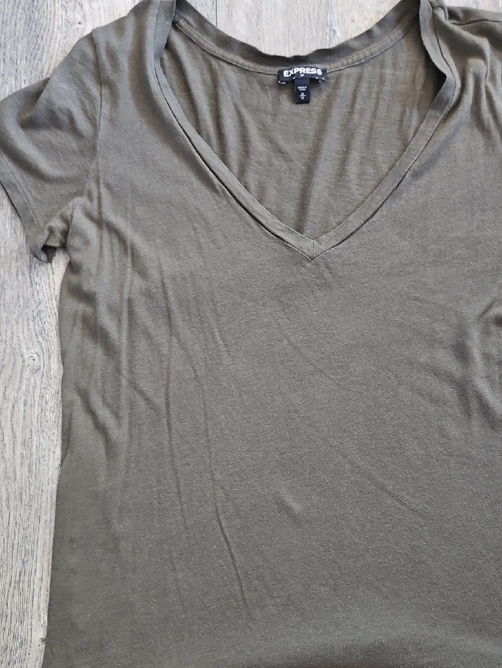 Express Women’s Olive V-Neck Tee